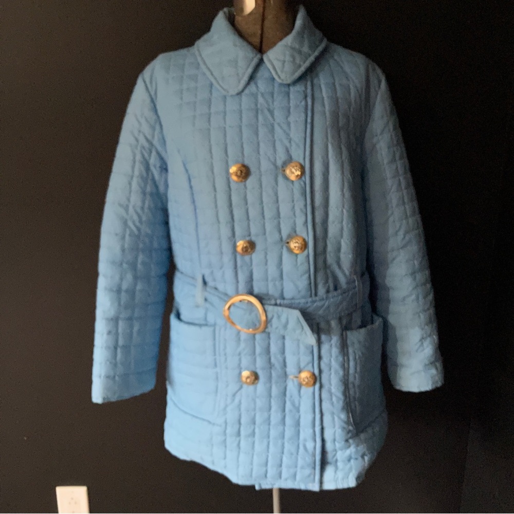 Rare Vintage 1960s Sportswear International Baby Blue Quilted Jacket size 14